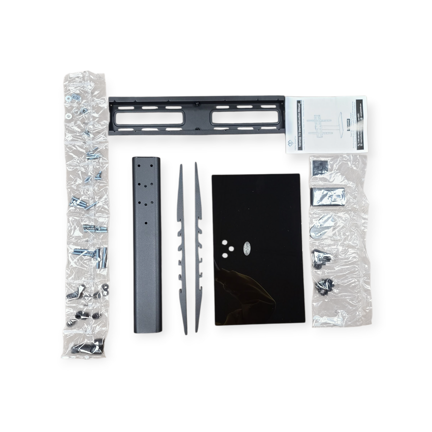 Tabletop TV Stand with Tempered Glass Base Universal Fit VESA