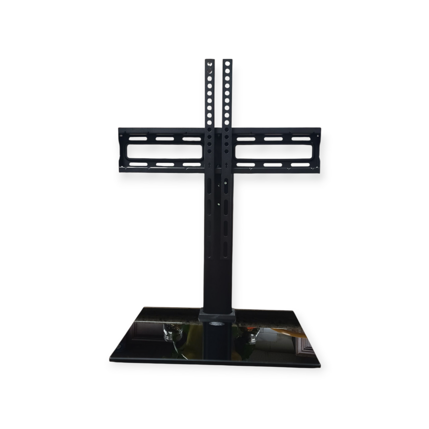Tabletop TV Stand with Tempered Glass Base Universal Fit VESA